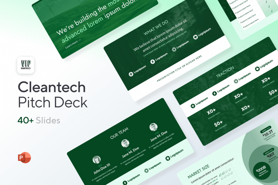 Cleantech Green Energy Pitch Deck VIP Graphics