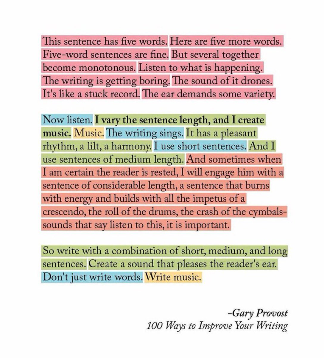 Gary Provost quote about sentence length variation