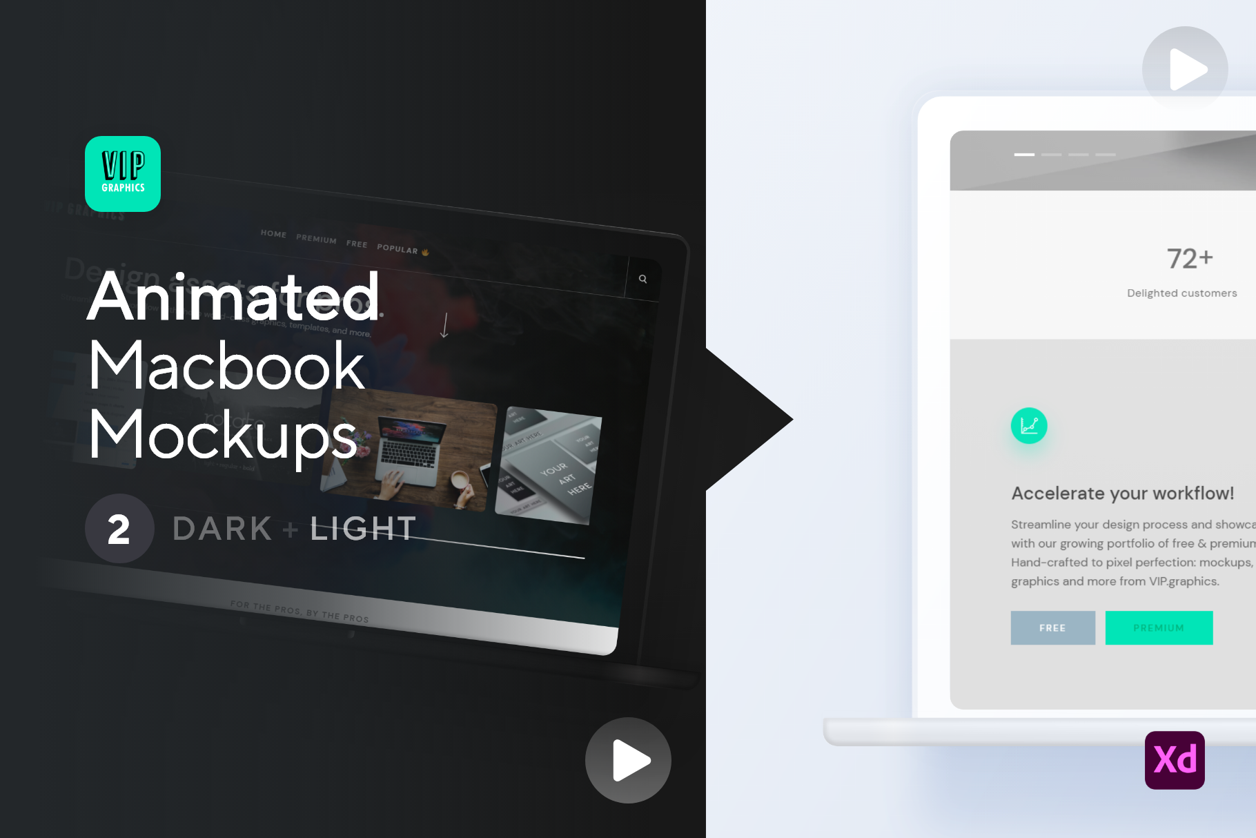 Animated Macbook - Video Mockup - Scrolling Laptop (for Adobe XD) | VIP.graphics: Just download, then drag-n-drop!