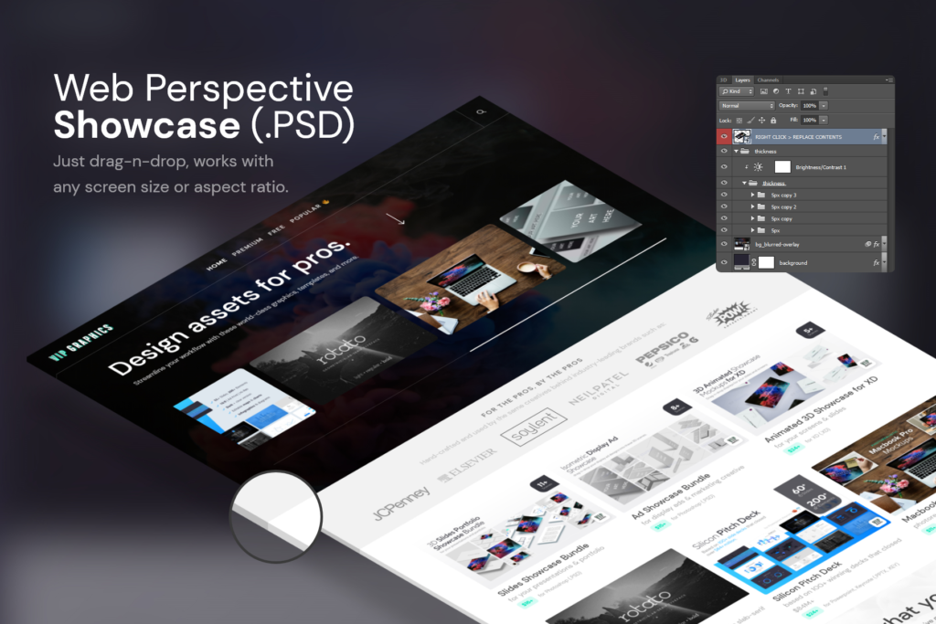 Website Isometric Perspective Mockup Desktop PSD (Freebie) | VIP.graphics