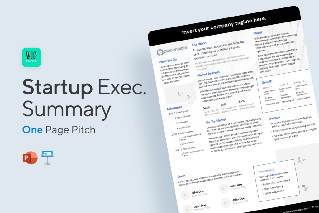 VIP.graphics - Executive Summary Business One-Pager Executive Summary template for PowerPoint and Keynote | VIP.graphics
