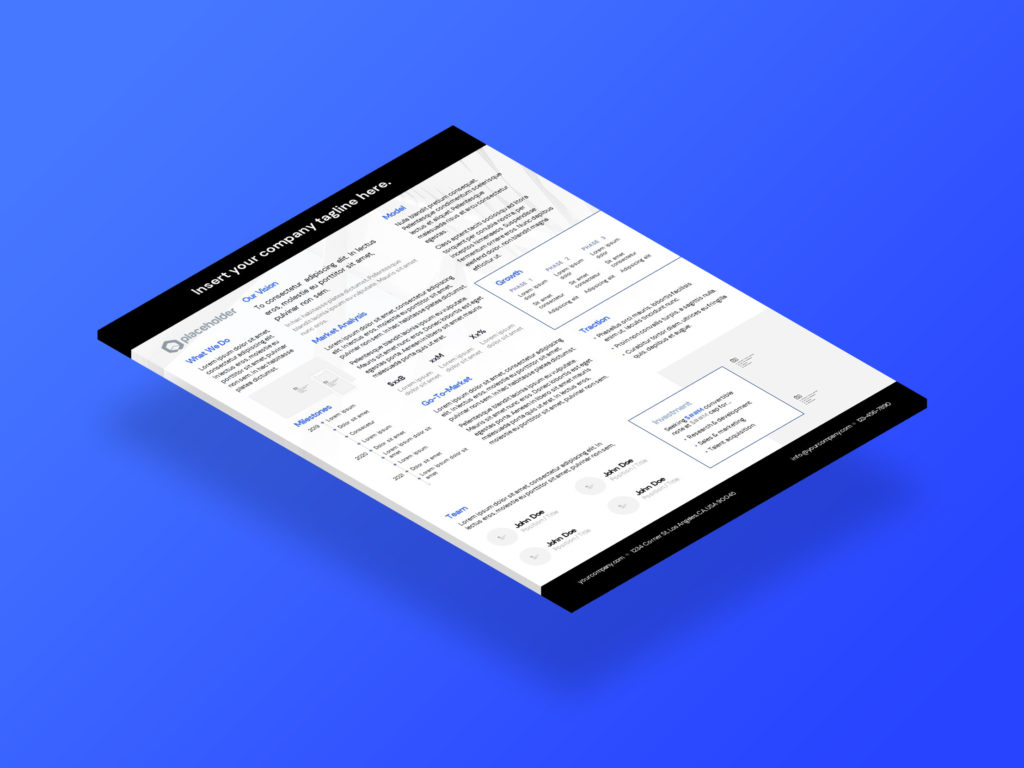 preview Startup One-Page Executive Summary template for PowerPoint and Keynote | VIP.graphics