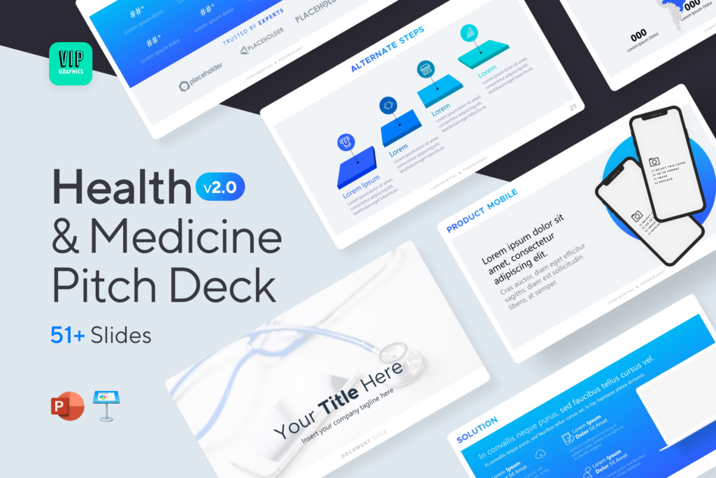 Health & Medicine Pitch Presentation Template for PowerPoint & Keynote - Healthcare, MedTech, Medical Devices | VIP.graphics