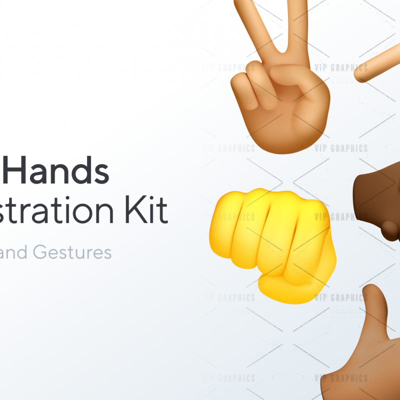 3D Hands Gestures Illustration Kit | VIP.graphics