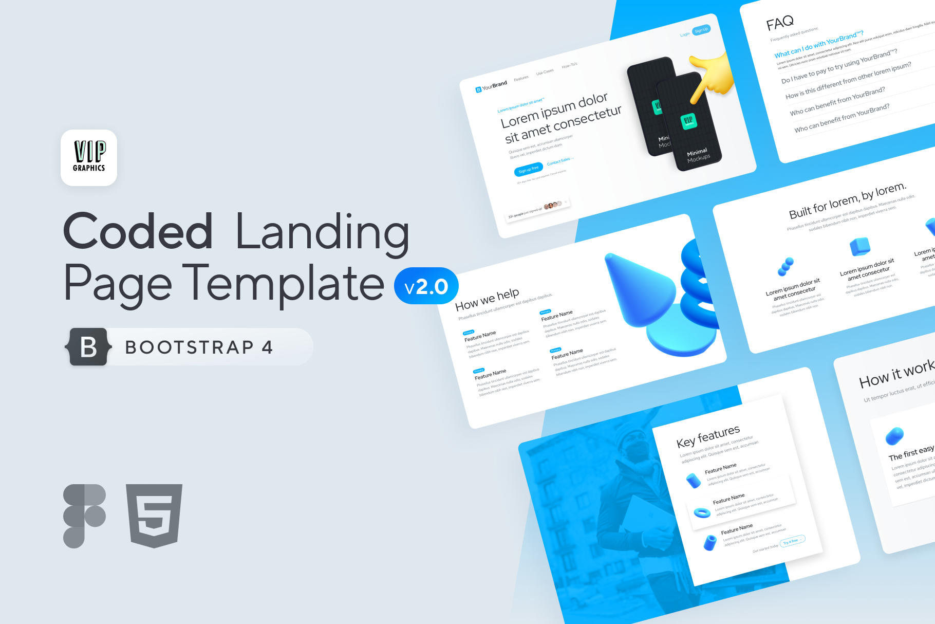 Coded Landing Page Kit Figma + Bootstrap 4 VIP Graphics
