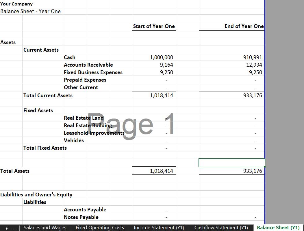 Annual Balance Sheet - eCommerce Financial Model Template for Excel & Google Sheets - Annual Financial Statement | VIP.graphics