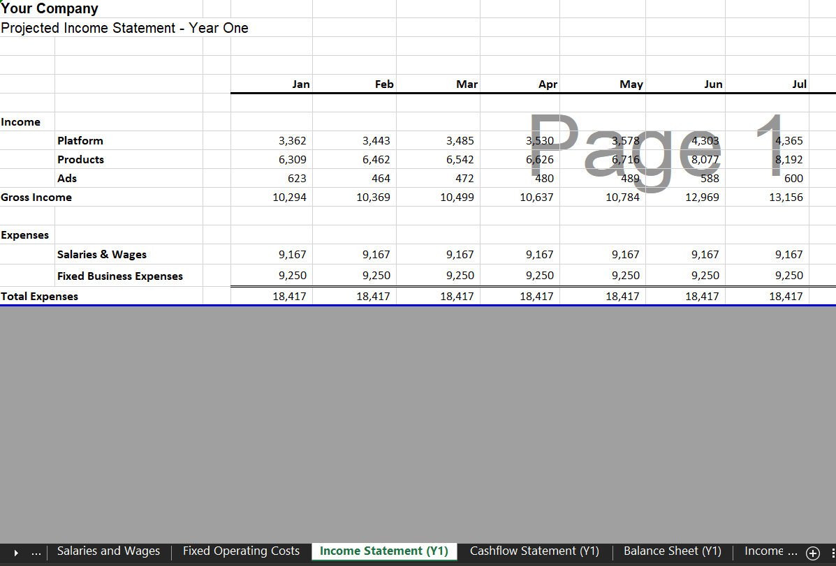 Annual Income Statement - Marketplace Financial Model Template for Excel & Google Sheets | VIP.graphics