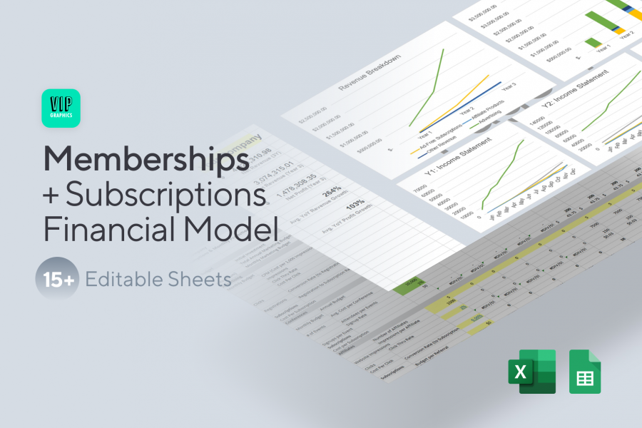 Memberships & Subscriptions Financial Model Template for Excel & Google Sheets