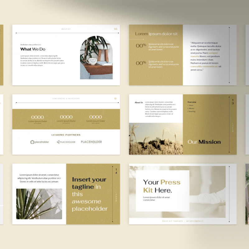 Media / Press Kit Template (PPT) - No Photoshop / InDesign required | VIP.graphics