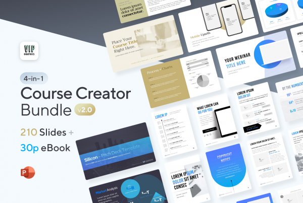 4-in-1 Course Creator Bundle: 210 slide templates + 30-page eBook