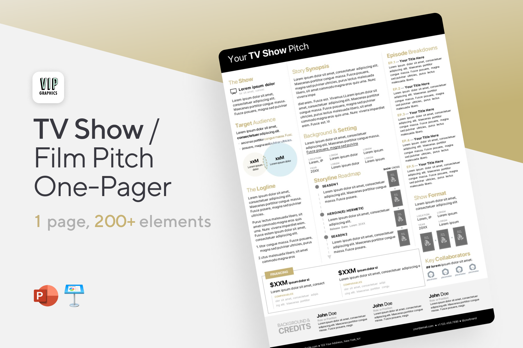 TV Show Pitch Film One Pager Best Pitch 