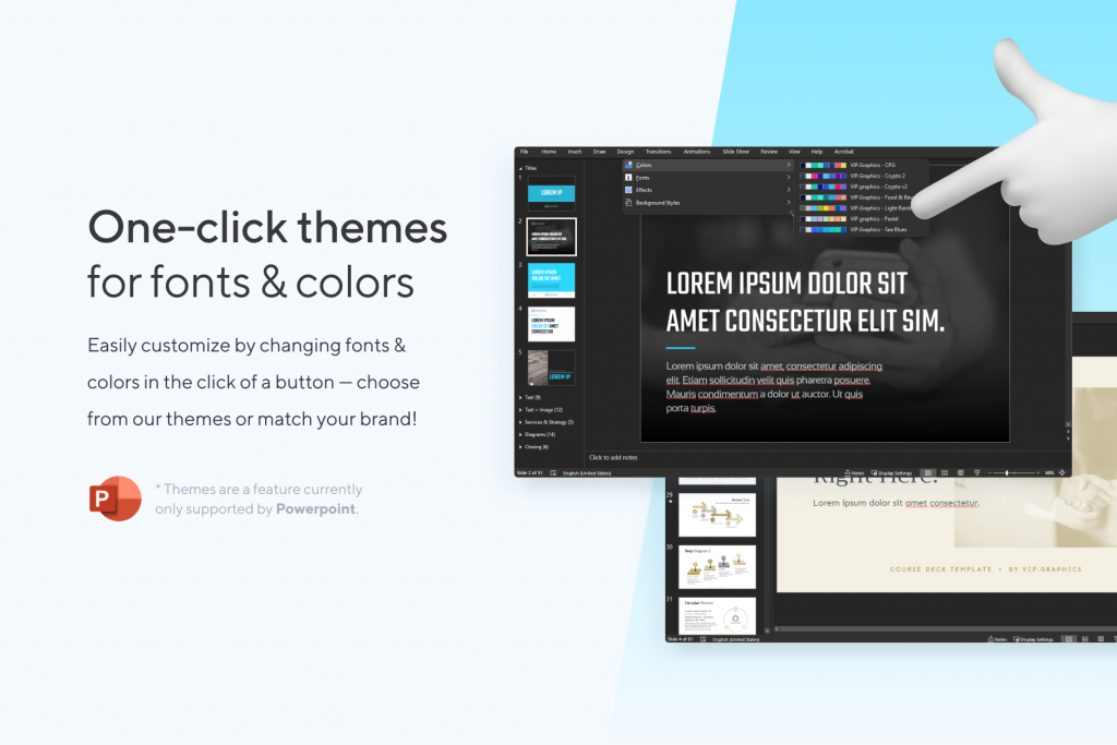 1-Click Font & Color Themes: Easily Customize Agency Proposal Pitch Presentation Template for PowerPoint | VIP.graphics