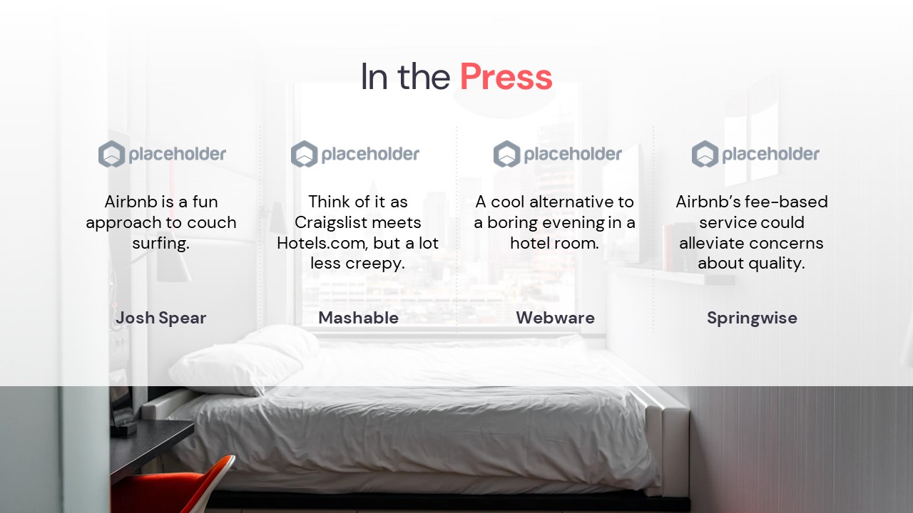 Airbnb Pitch Deck Template: Press Quotes Slide — Best Pitch Deck Examples | VIP Graphics