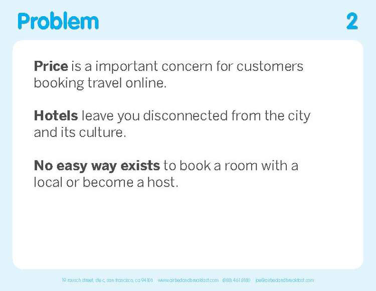 Airbnb Pitch Deck Original: Problem Slide — Best Pitch Deck Examples | VIP Graphics