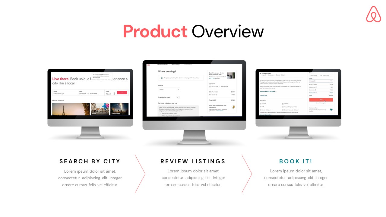 Airbnb Pitch Deck Template: Product Slide — Best Pitch Deck Examples | VIP Graphics