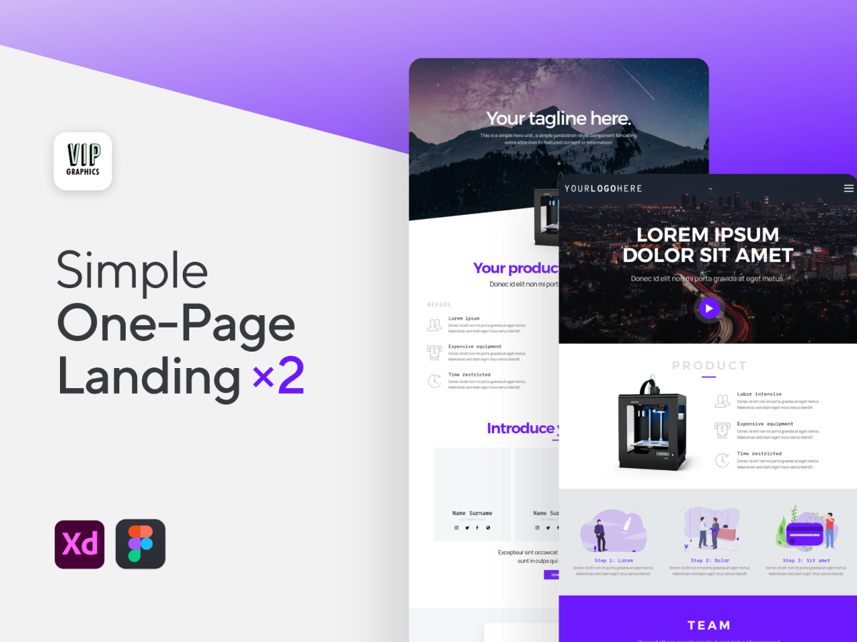 One-Page Website Template for Adobe XD | Product Landing Web Page | VIP.graphics