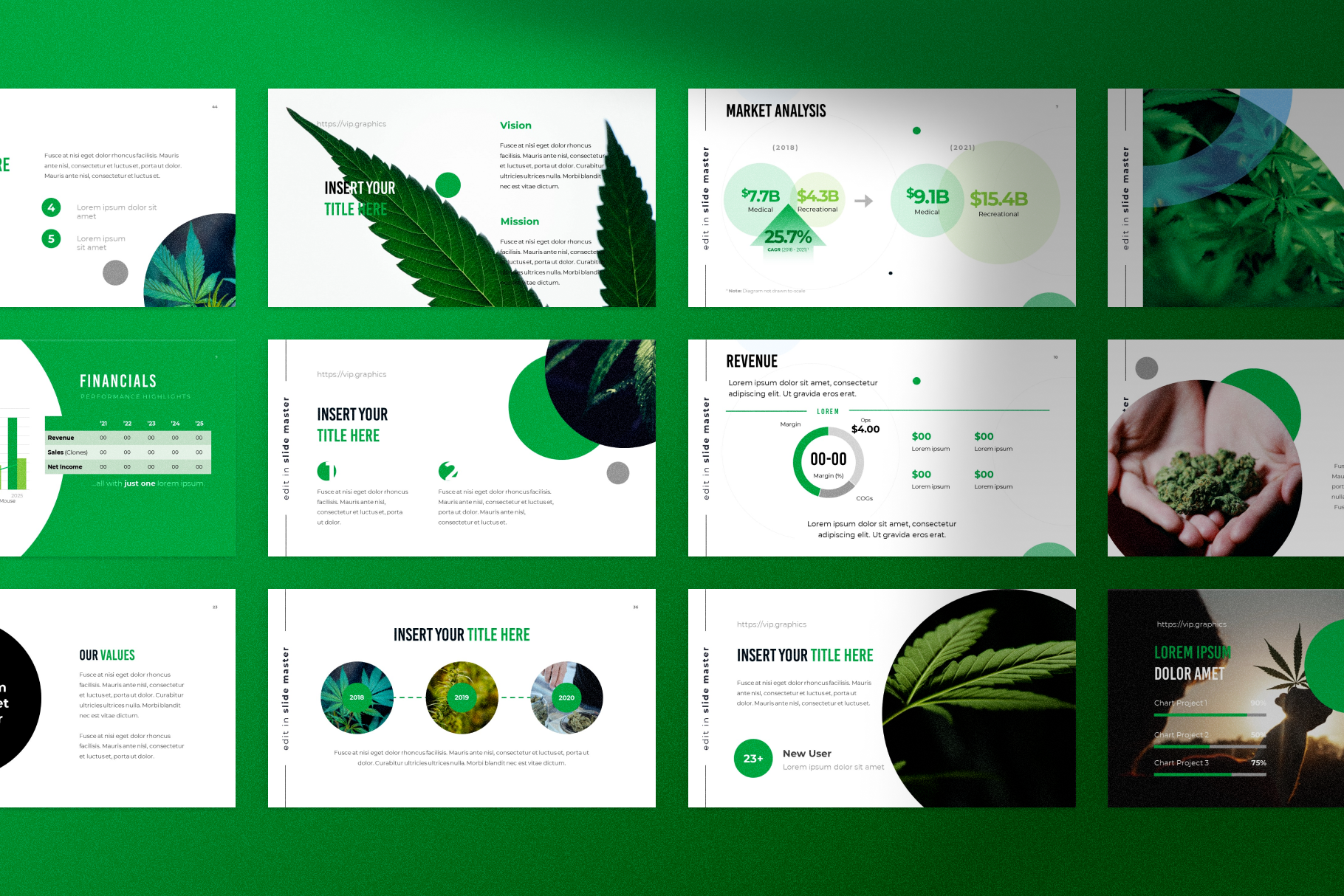 Cannabis, Hemp & CBD - Pitch Deck Template for Presentation & Keynote | VIP Graphics