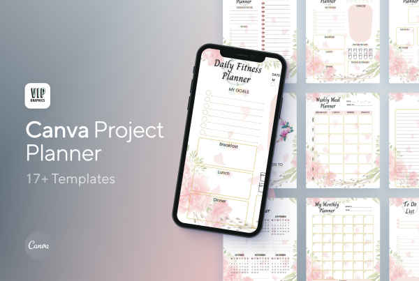 A nifty 17-page planner template for Canva: calnedars, daily, weekly & monthly planners, to-dos