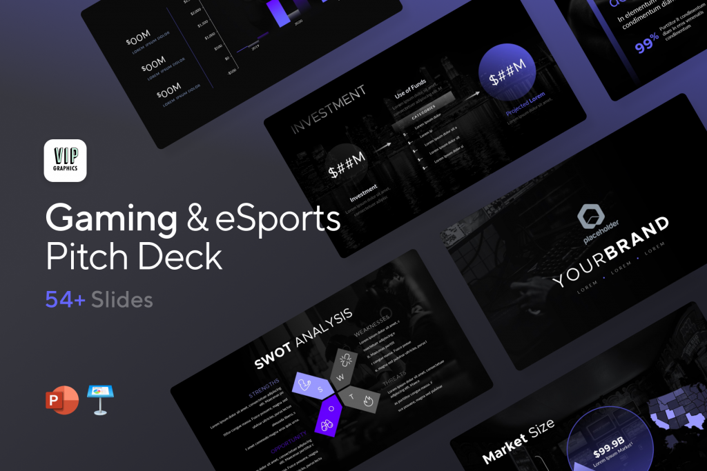 Gaming & eSports Pitch Deck Template - Investor Presentation | VIP Graphics