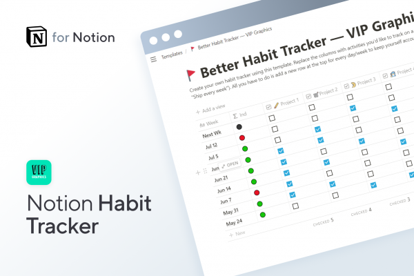 Notion Habit Tracker - track multiple habits with automatic indicators