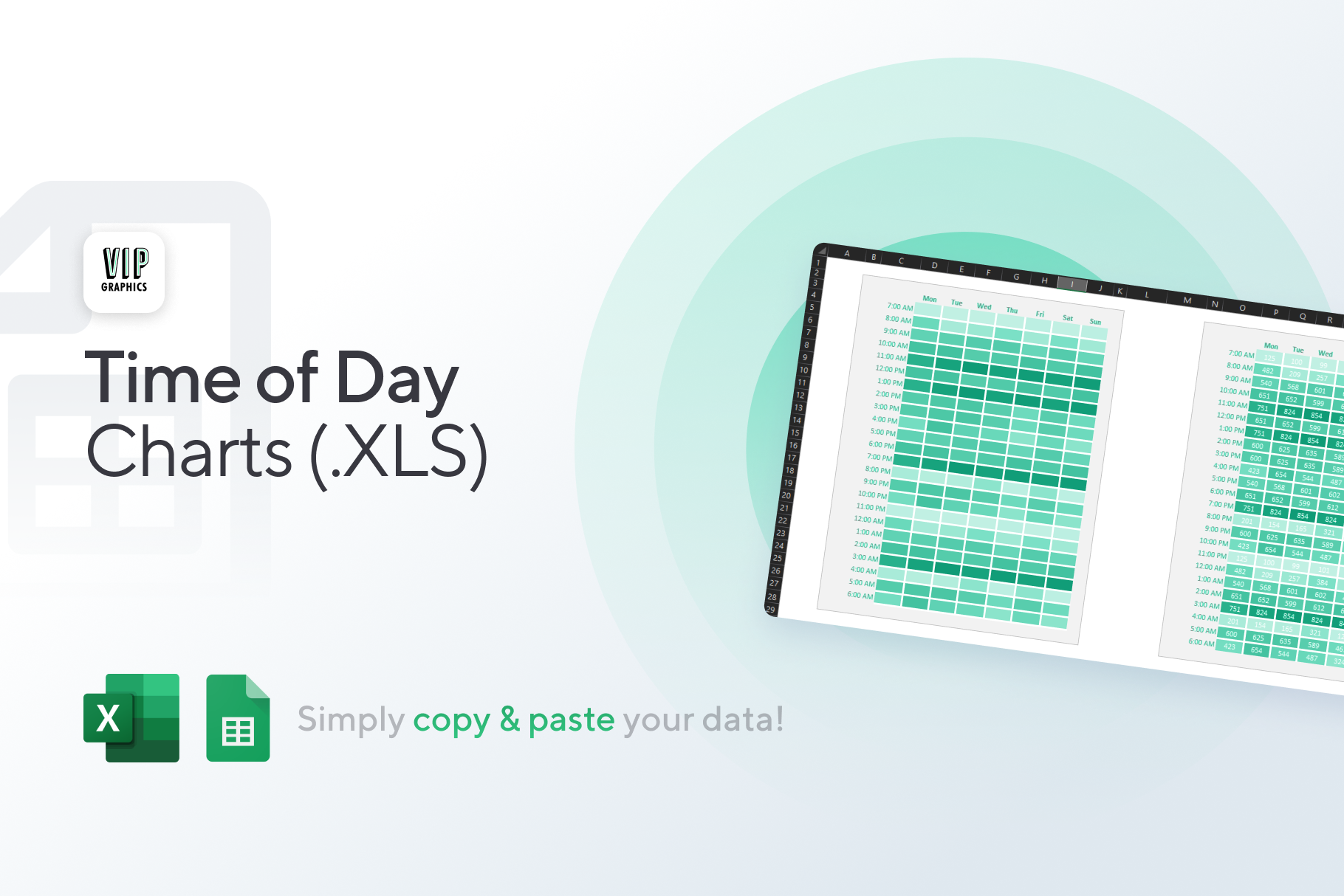 Busiest Time of Day Charts for Excel VIP Graphics