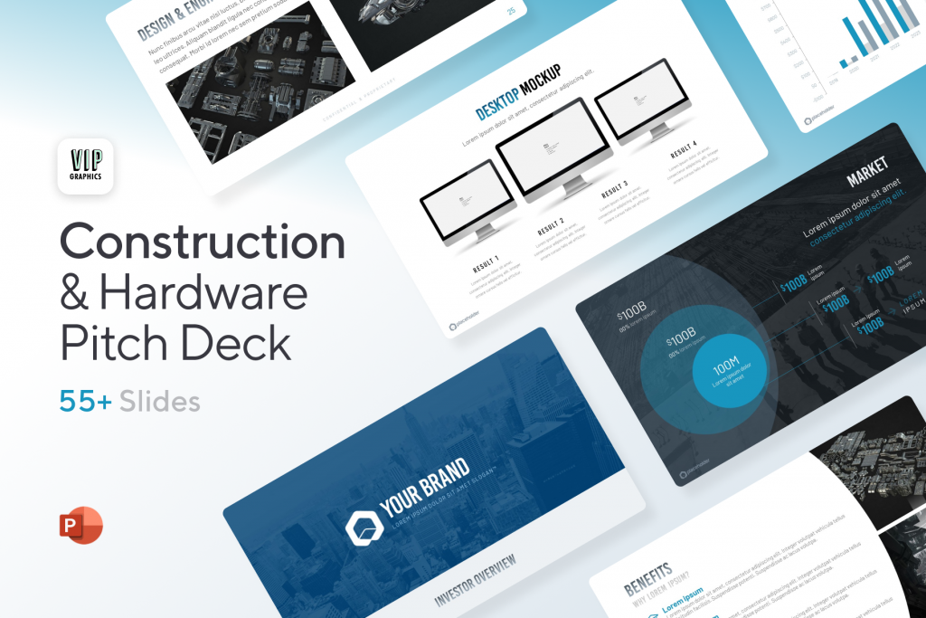 Construction Pitch Deck - Hardware Investor Presentation Template for PowerPoint & Keynote | VIP Graphics