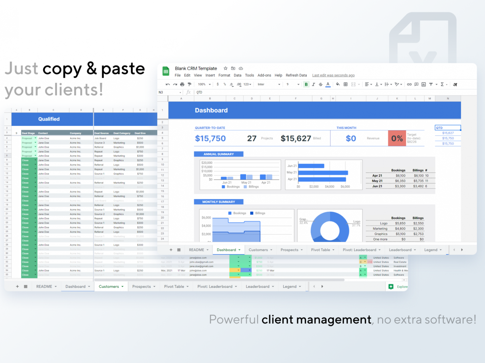 Copy & paste client management with Google Sheets: spreadsheet CRM tutorial & template