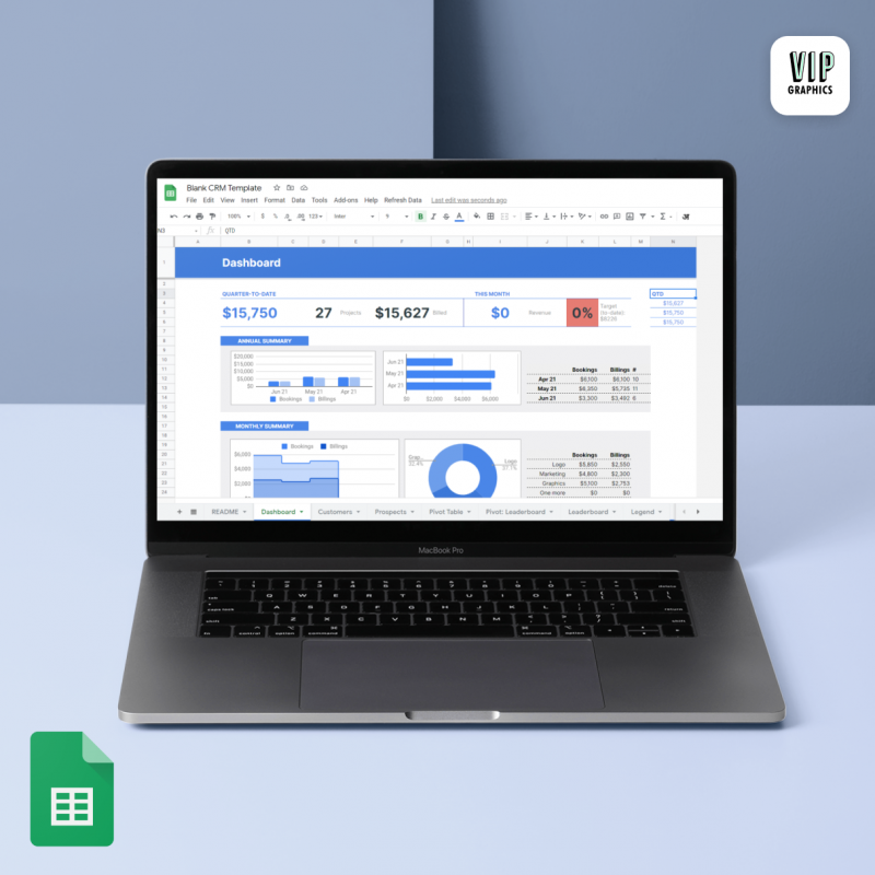 Spreadsheet CRM Template for Agencies & Freelancers - Google Sheets | Pay once, use forever flexible GSheets template