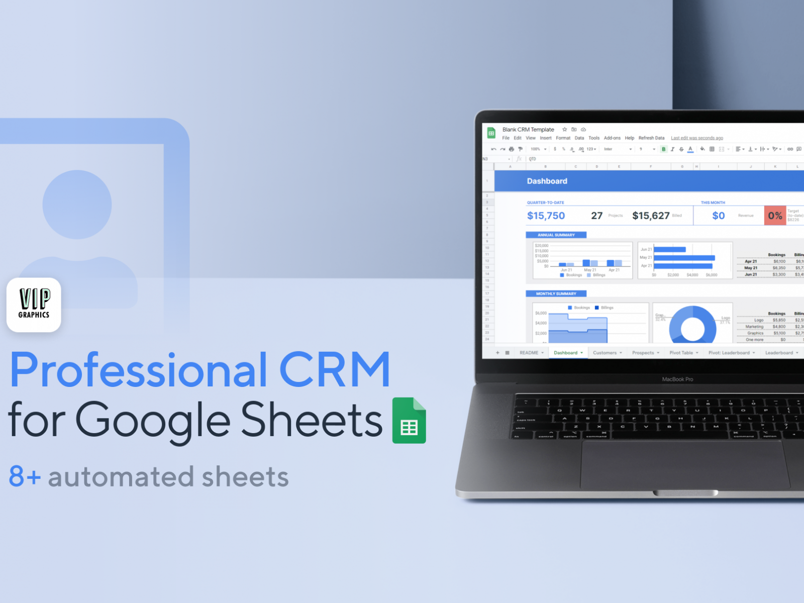 Google Sheets CRM for Freelancers & Consultants | Pay once, use forever flexible spreadsheet template for Gsheets