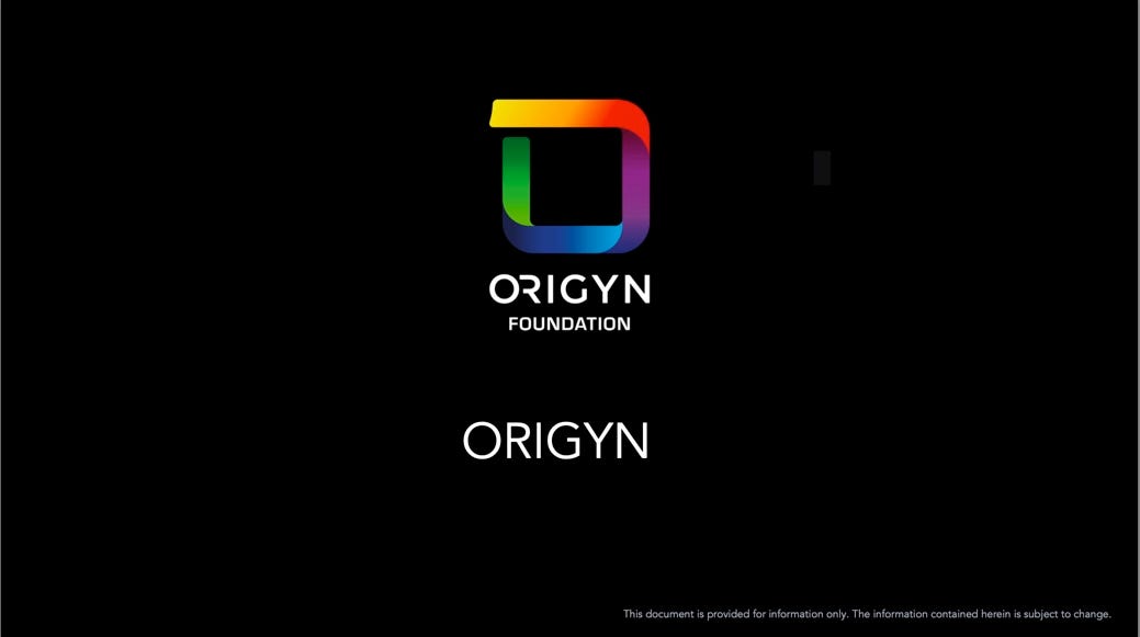 ORIGYN Foundation Pitch Deck: Cover Slide — best pitch deck examples - 13 slides that raised $20M | VIP Graphics