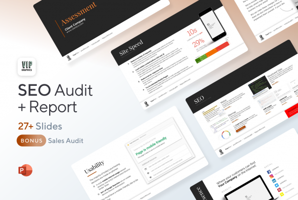SEO Audit Template + Report Template: 27 PowerPoint slides for agencies & freelancers