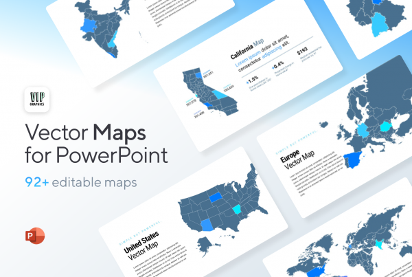 Vector Maps for PowerPoint Template: editable country, continent & state maps