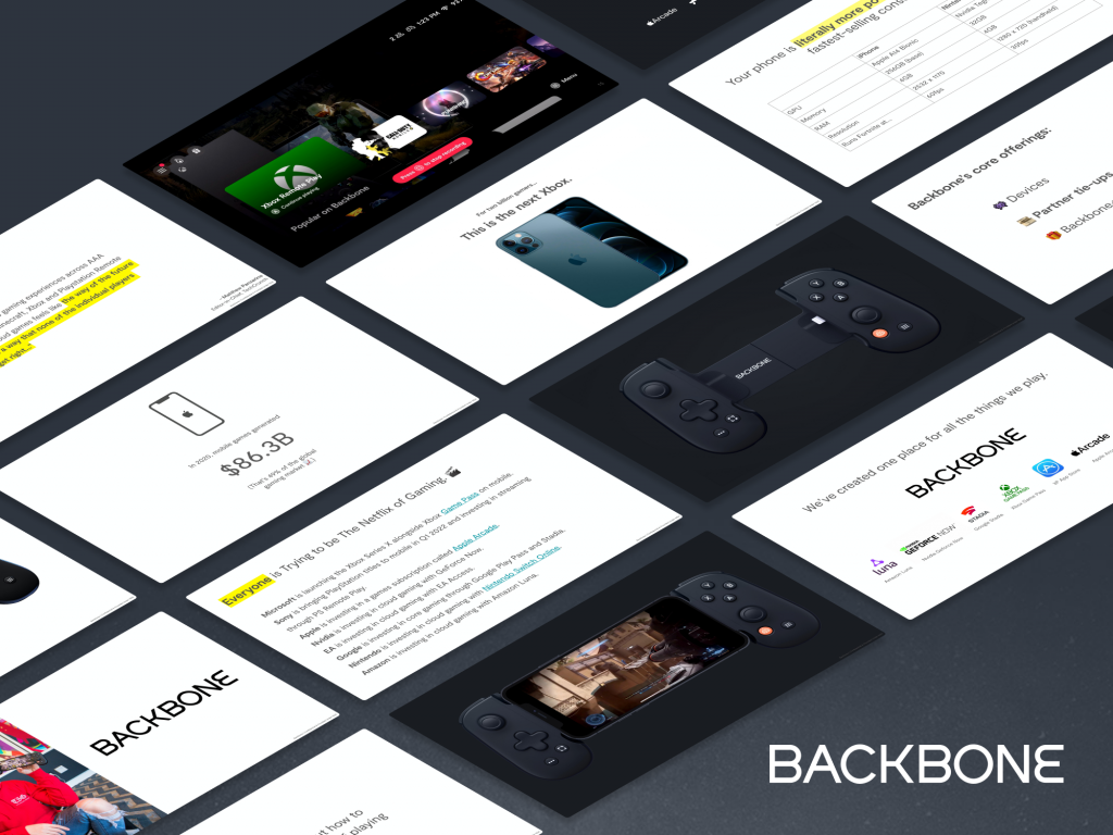 Backbone Pitch Deck: best pitch deck examples - $40M raised for iPhone gaming | VIP Graphics