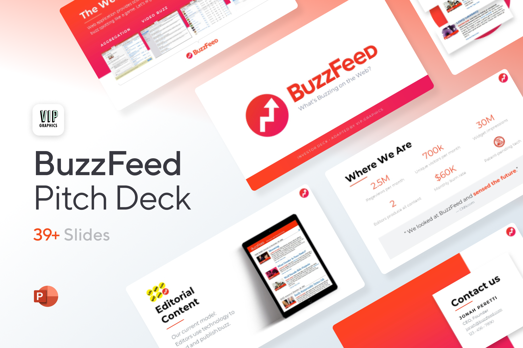 Redesigned template for BuzzFeed’s original Series A pitch deck