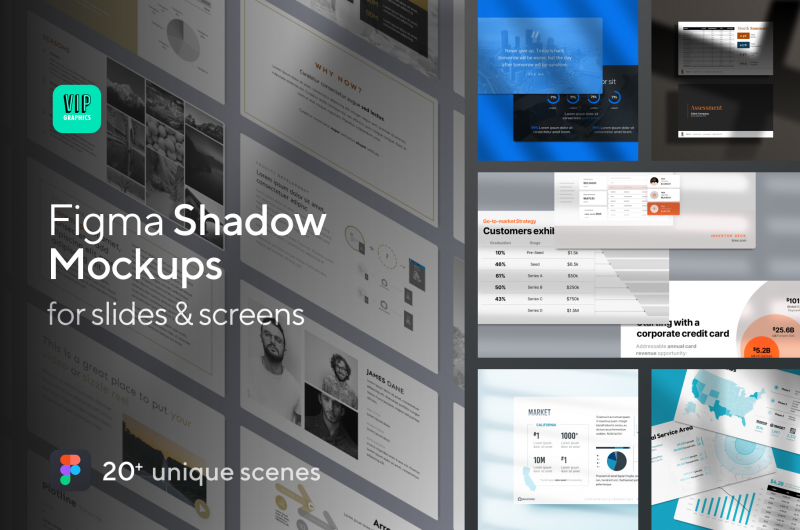 Figma Shadow Mockups - Perspective Slides - Drag-n-Drop Template