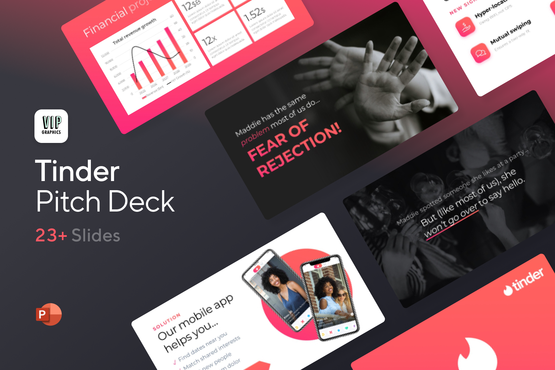 Tinder Pitch Deck - Investor Presentation Template for PowerPoint