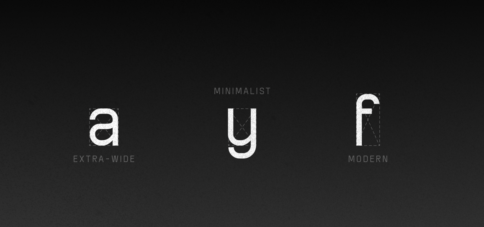 Agent R font - Character Previews: geometric, modern sans-serif typeface