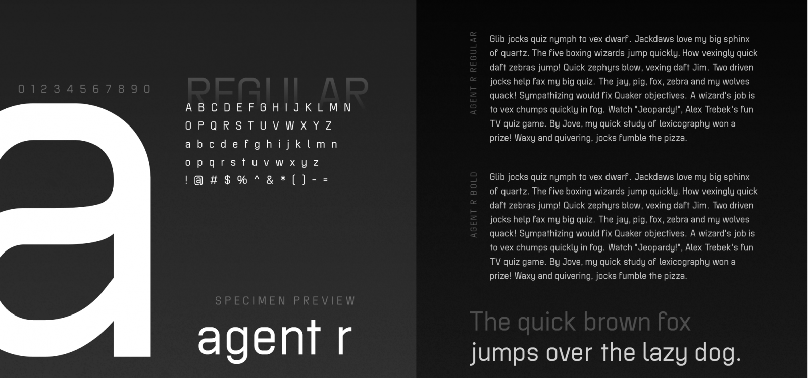 Agent R Font - Specimen Preview: futuristic geometric san-serif typeface