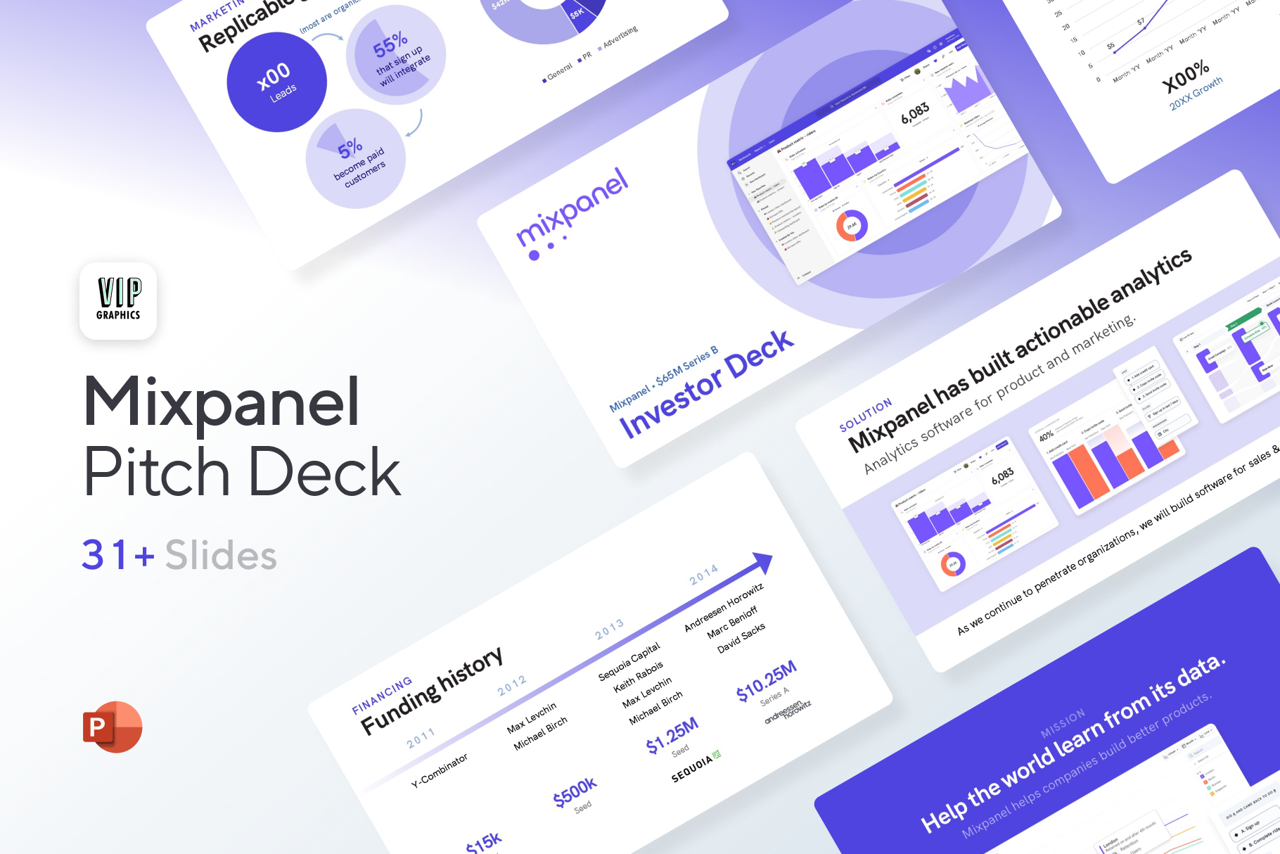 Mixpanel Pitch Deck - Investor Presentation Template for PowerPoint