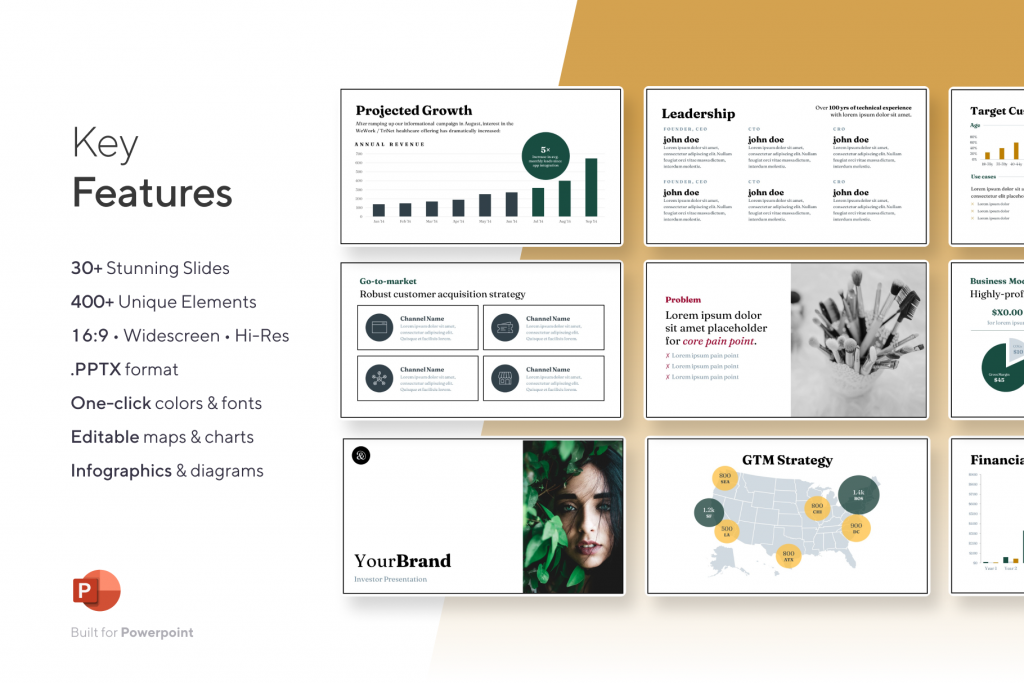 Beauty & Fashion Pitch Deck Template – VIP Graphics