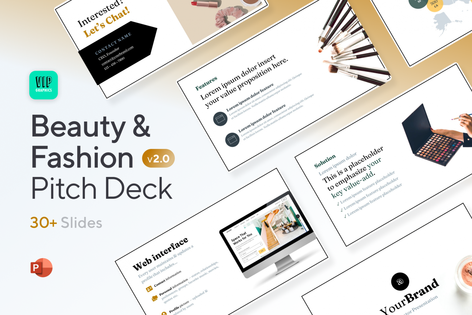 Beauty & Fashion Pitch Deck Template – VIP Graphics