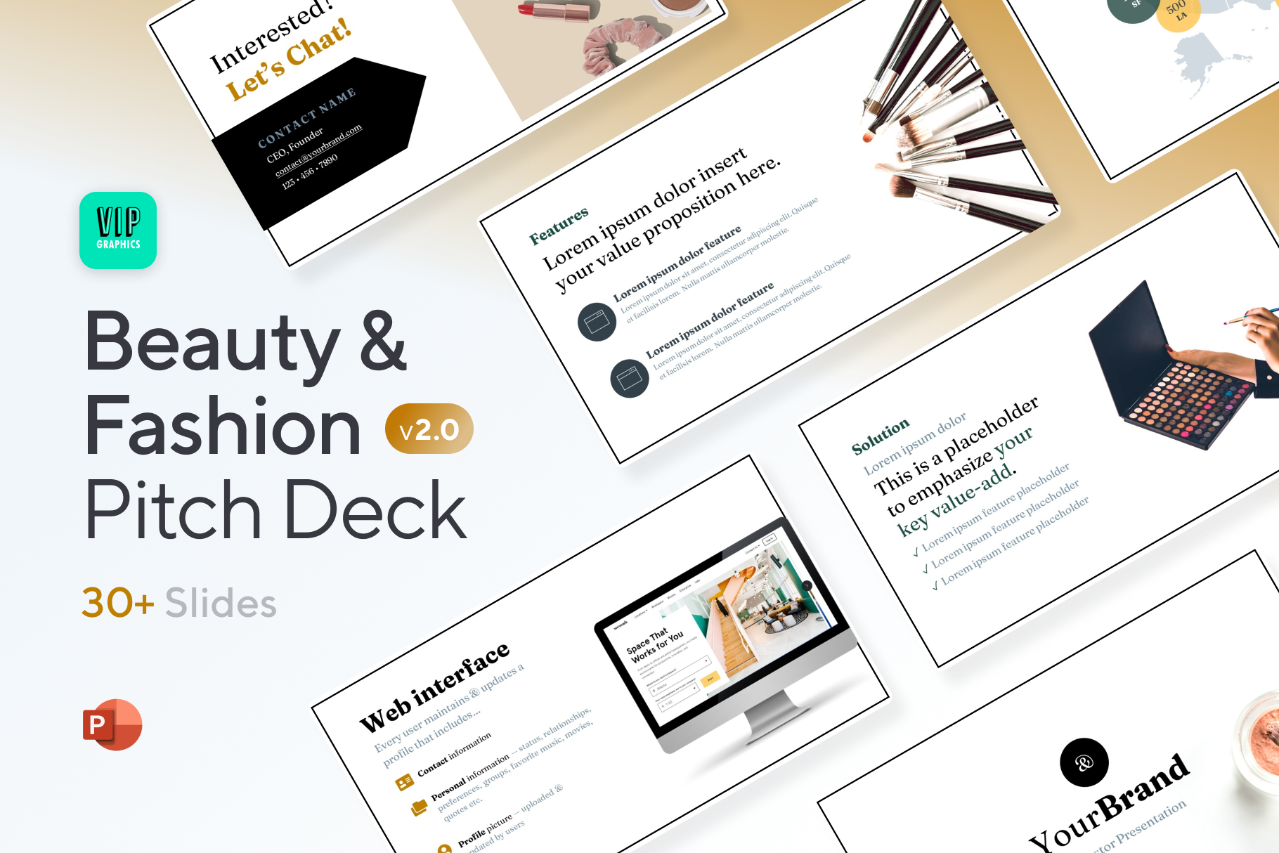 Beauty Pitch Deck Template - Investor Presentation for beauty startups | VIP Graphics