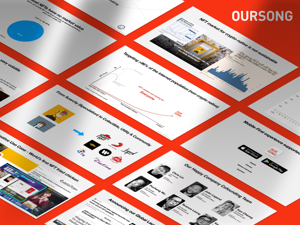 OurSong Investor Presentation: best pitch deck examples - $7.5M for social NFT startup | VIP Graphics