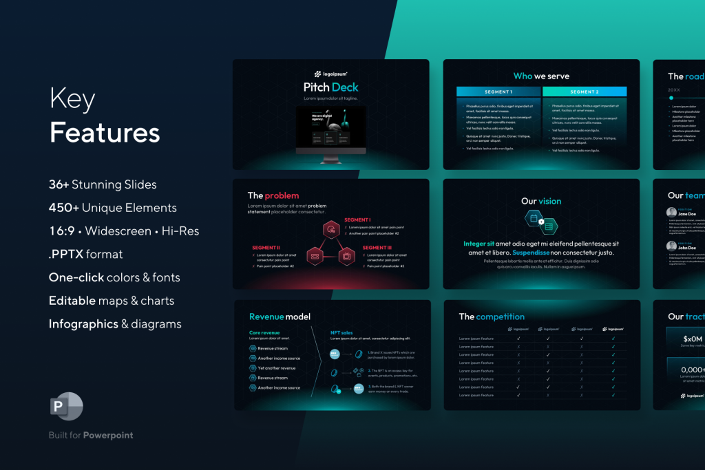 web3-slide-deck-presentation-template_features Web3 Slide Deck - Template for blockchain startups: decentralized products, DAOs, dApps & more
