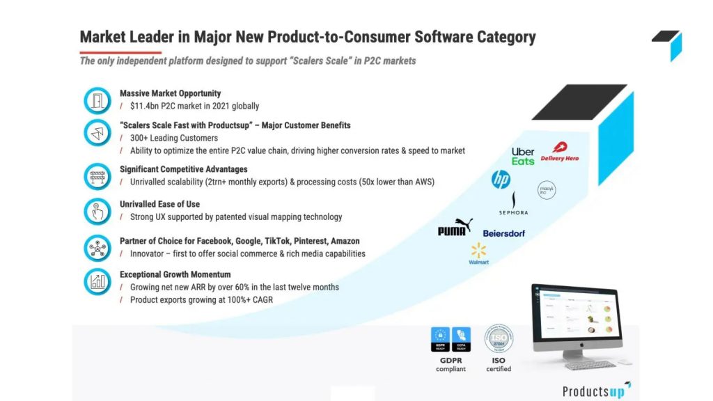 Productsup Pitch Deck - traction Slide: best pitch deck examples - $70M for P2C platform | VIP Graphics