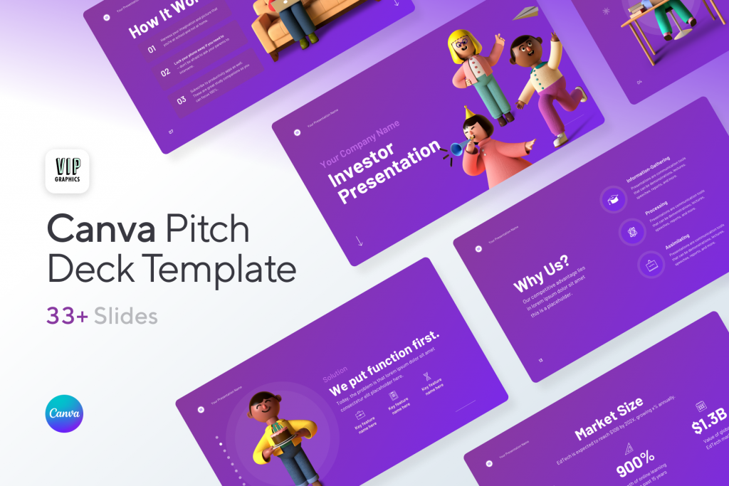 Canva Pitch Deck Template - Expert-Designed Investor Presentation | VIP Graphics