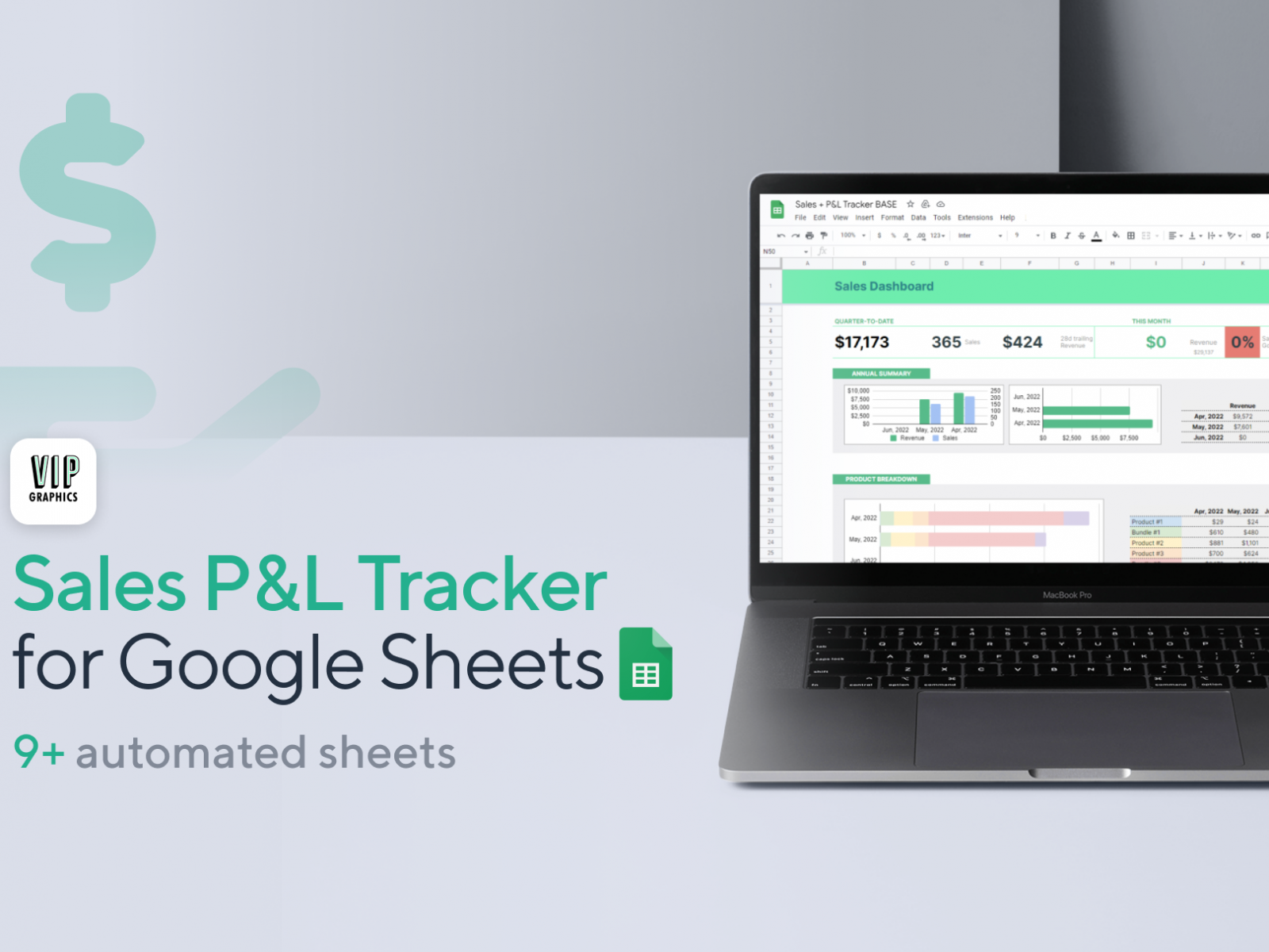 Google Sheets P&L Tracker for eCommerce & digital products | Pay once, use forever flexible spreadsheet template for Gsheets