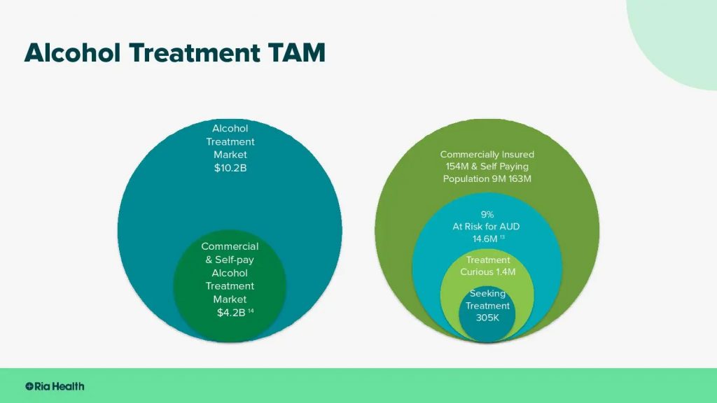 Ria Health Pitch Deck - Market slide: best pitch deck examples - $18 million for alcohol misuse treatment | VIP Graphics