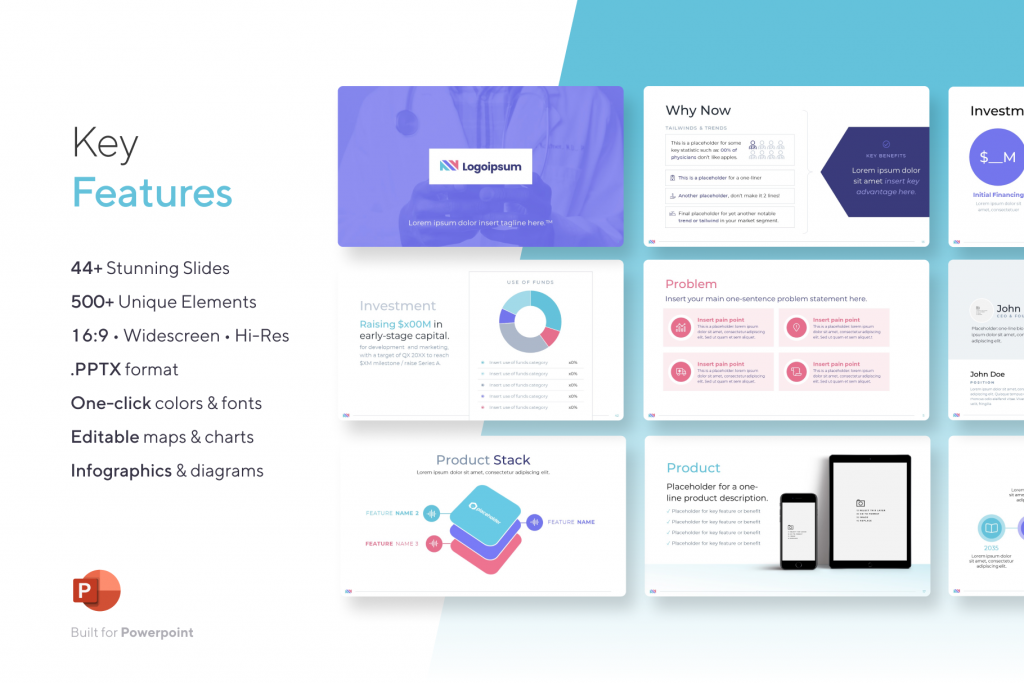 Medical Investor Deck - 44-Slide Pitch Deck Template - Best Investor Pitch Presentation | VIP Graphics