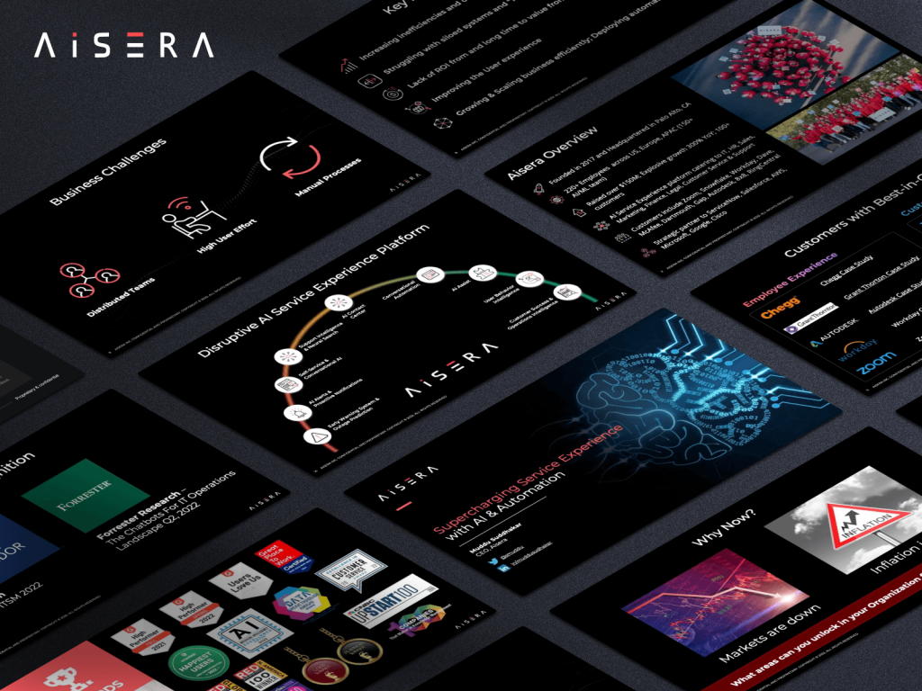 Aisera Investor Presentation: best pitch deck examples - $90M Series D for AI automation | VIP Graphics